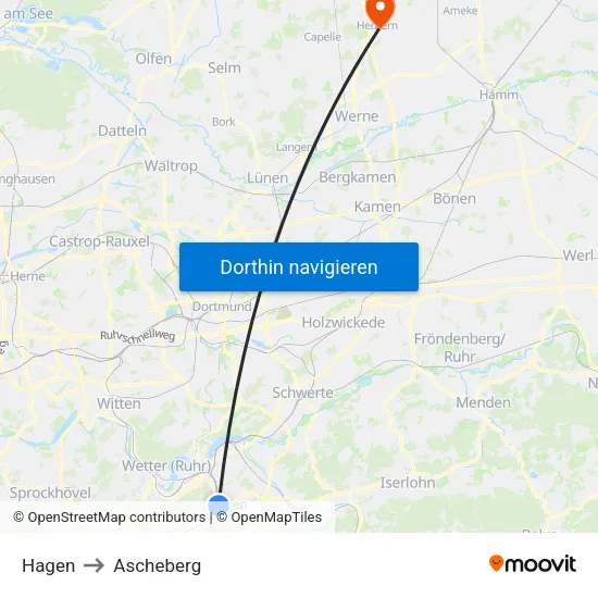 Hagen to Ascheberg map