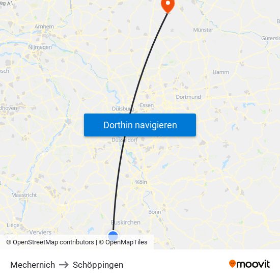 Mechernich to Schöppingen map