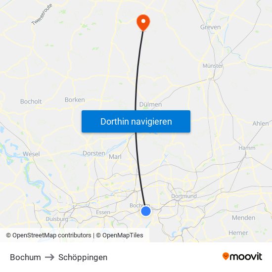 Bochum to Schöppingen map