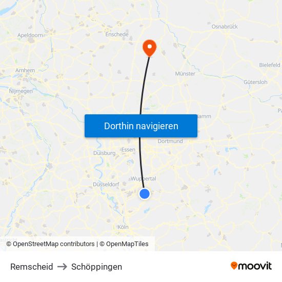 Remscheid to Schöppingen map