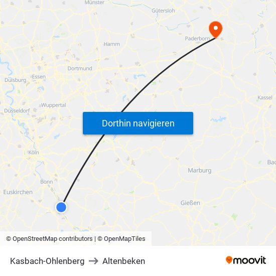 Kasbach-Ohlenberg to Altenbeken map