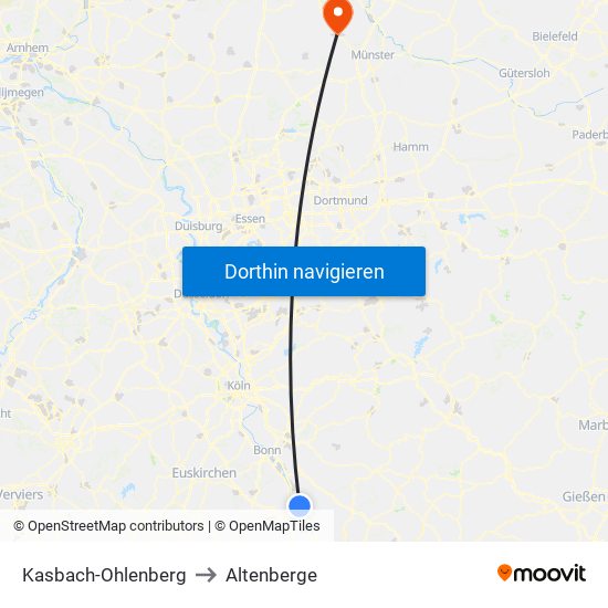 Kasbach-Ohlenberg to Altenberge map