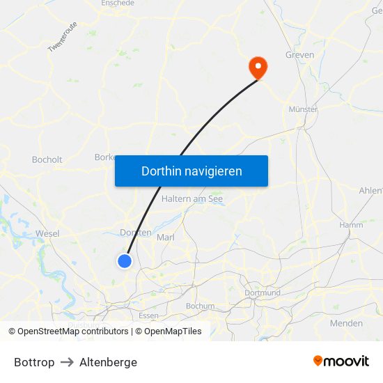 Bottrop to Altenberge map