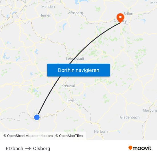 Etzbach to Olsberg map