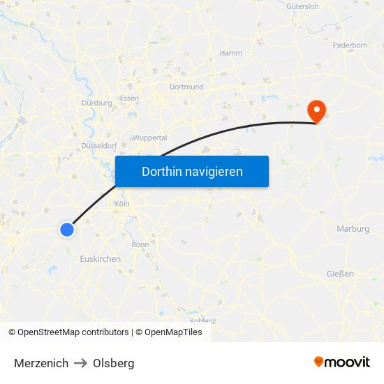 Merzenich to Olsberg map