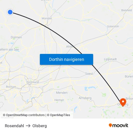 Rosendahl to Olsberg map