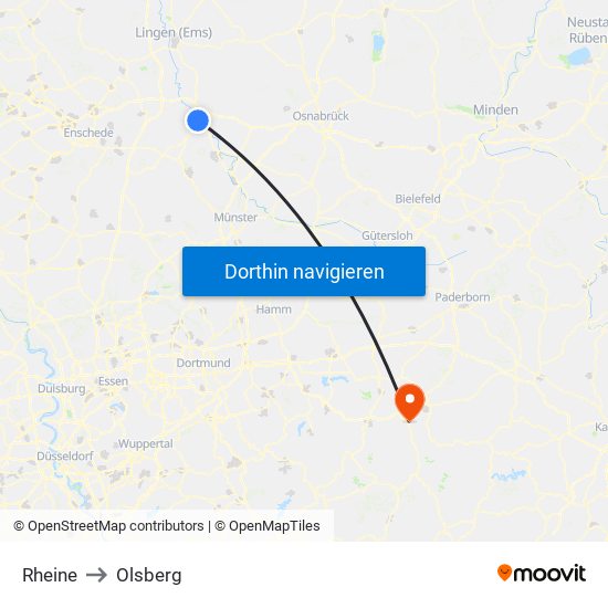 Rheine to Olsberg map