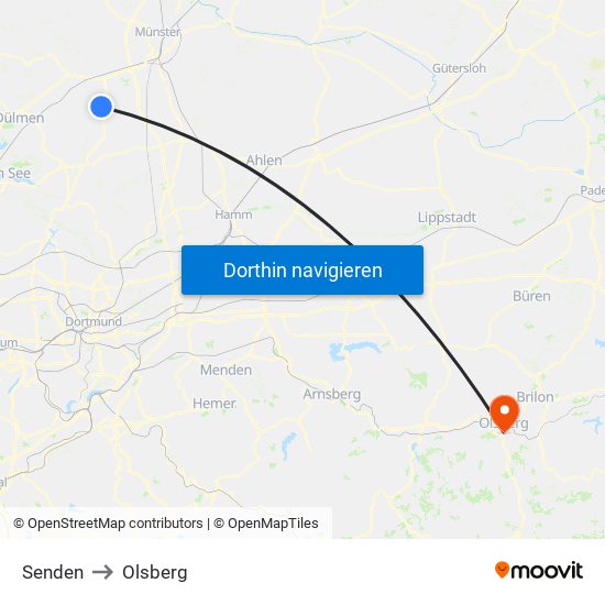 Senden to Olsberg map