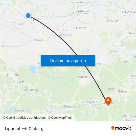 Lippetal to Olsberg map