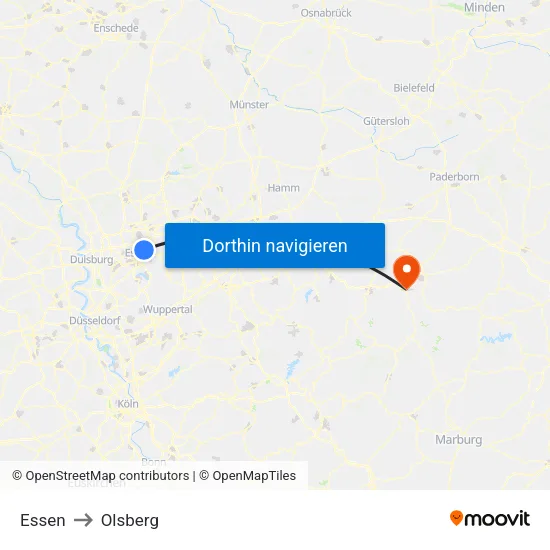 Essen to Olsberg map