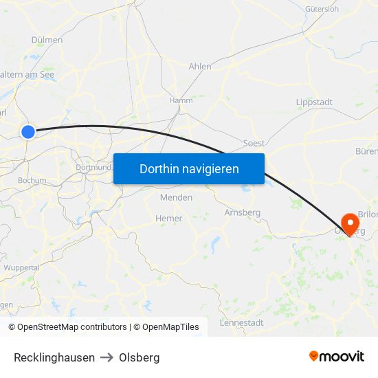 Recklinghausen to Olsberg map