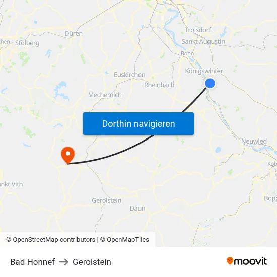 Bad Honnef to Gerolstein map