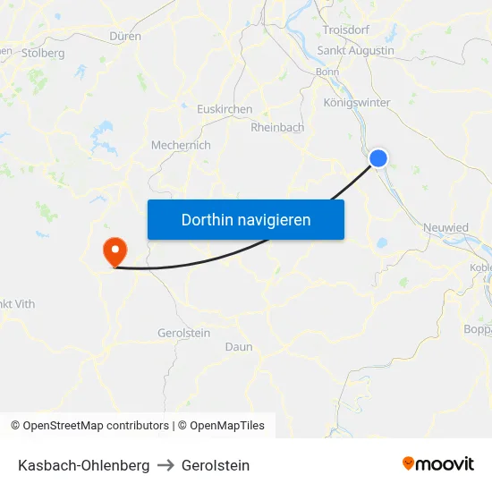 Kasbach-Ohlenberg to Gerolstein map