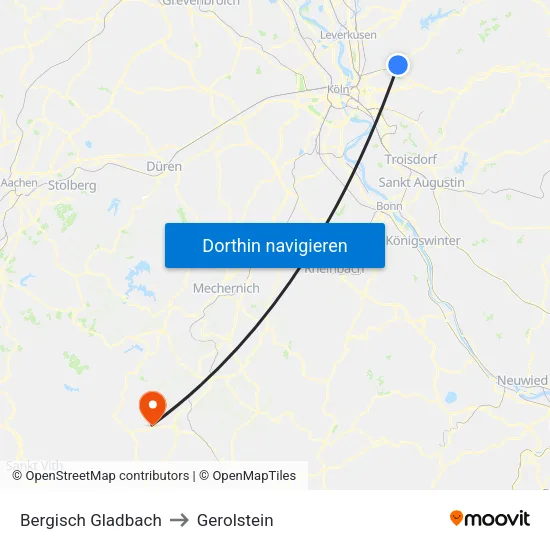 Bergisch Gladbach to Gerolstein map