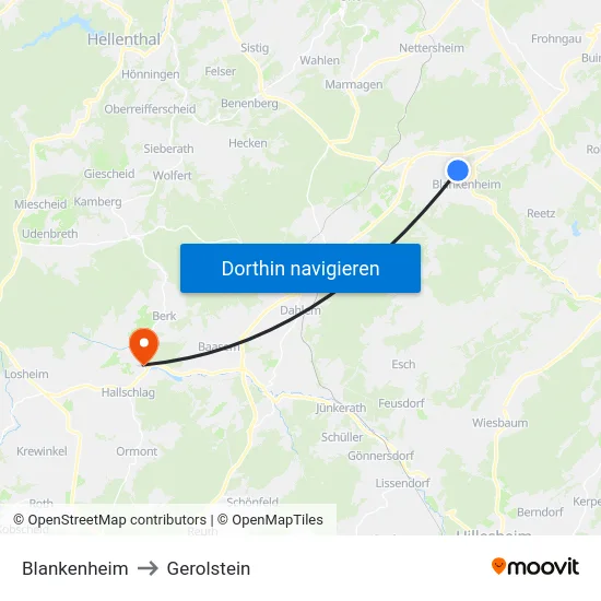Blankenheim to Gerolstein map