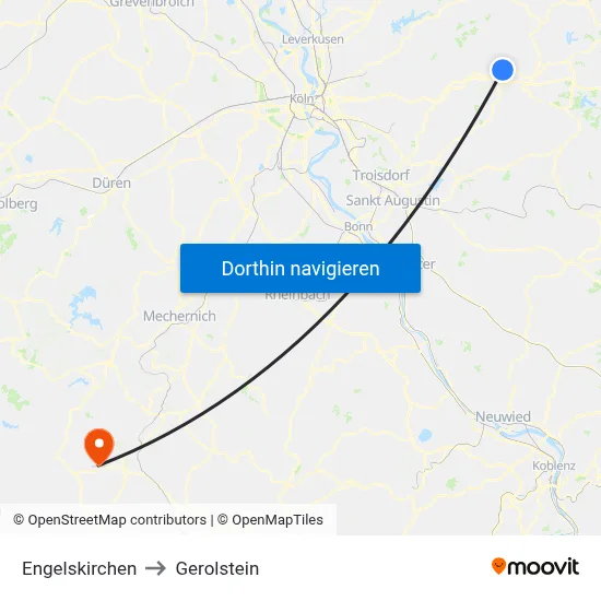 Engelskirchen to Gerolstein map