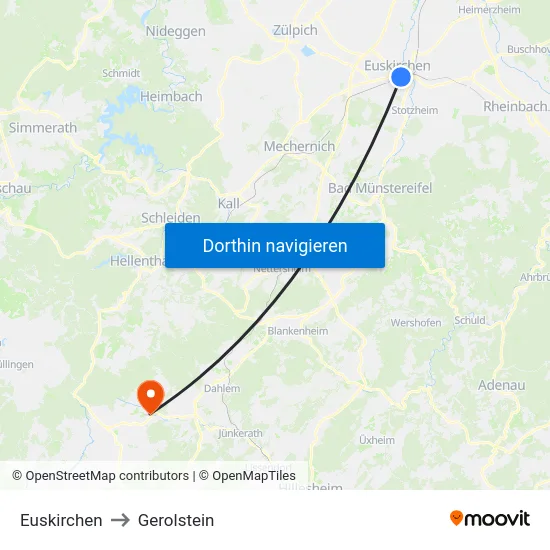 Euskirchen to Gerolstein map