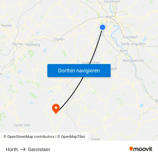 Hürth to Gerolstein map