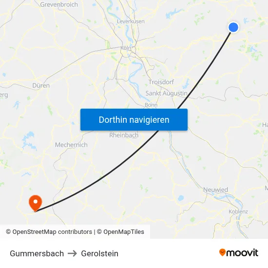 Gummersbach to Gerolstein map