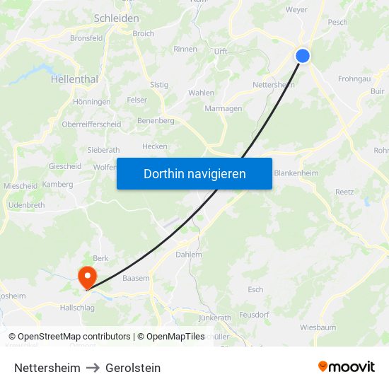 Nettersheim to Gerolstein map