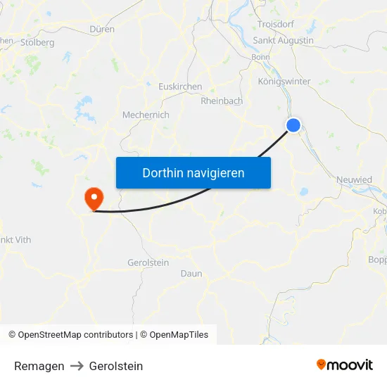 Remagen to Gerolstein map