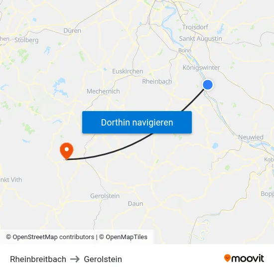 Rheinbreitbach to Gerolstein map