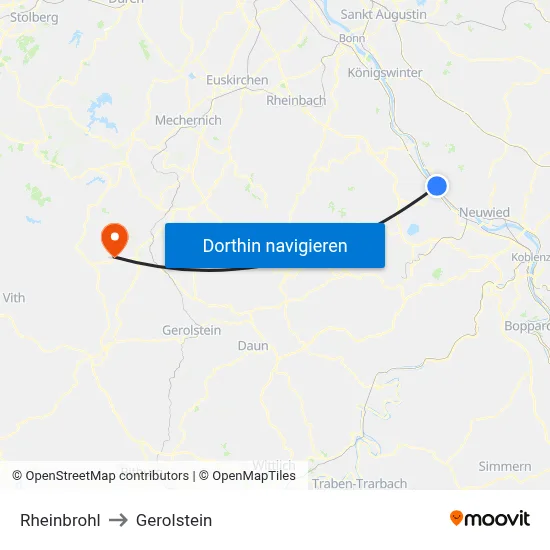 Rheinbrohl to Gerolstein map