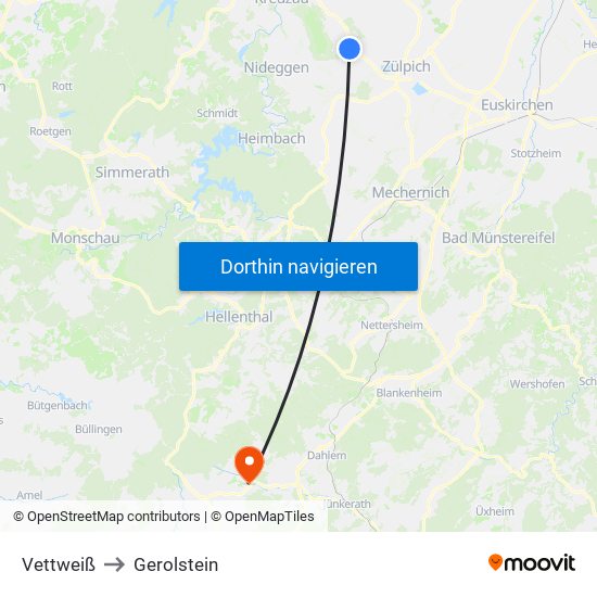 Vettweiß to Gerolstein map