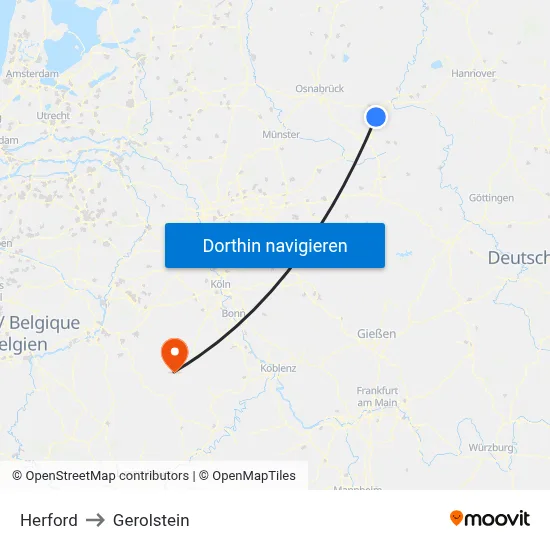 Herford to Gerolstein map