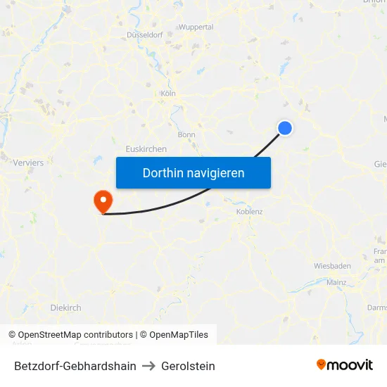 Betzdorf-Gebhardshain to Gerolstein map
