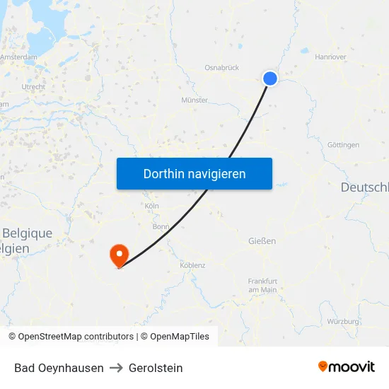 Bad Oeynhausen to Gerolstein map