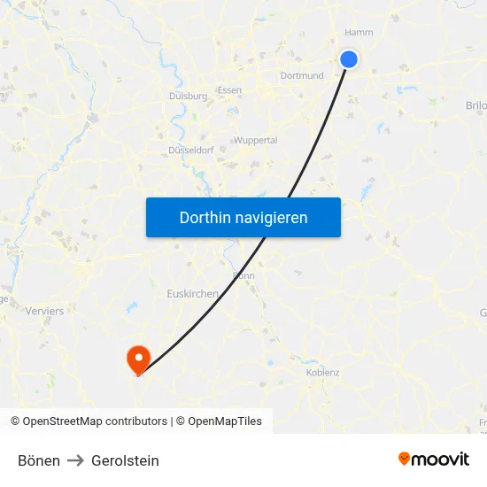 Bönen to Gerolstein map
