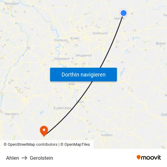 Ahlen to Gerolstein map