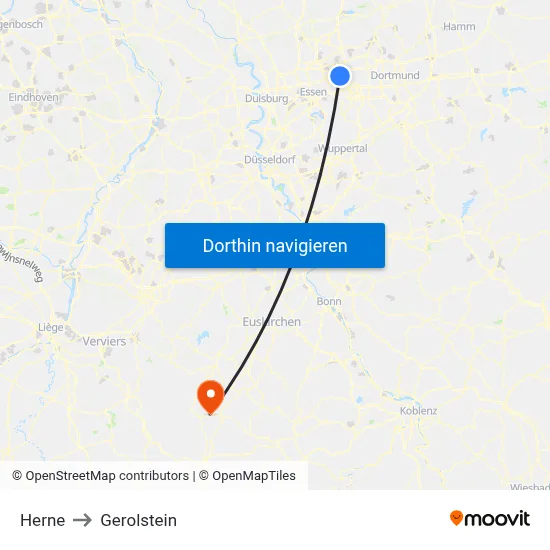Herne to Gerolstein map