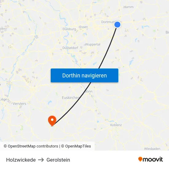 Holzwickede to Gerolstein map