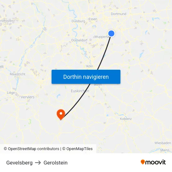 Gevelsberg to Gerolstein map