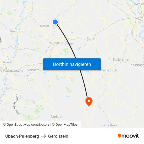 Übach-Palenberg to Gerolstein map