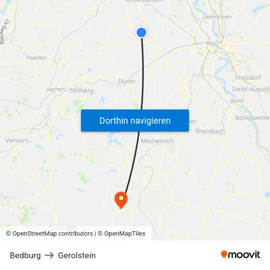 Bedburg to Gerolstein map