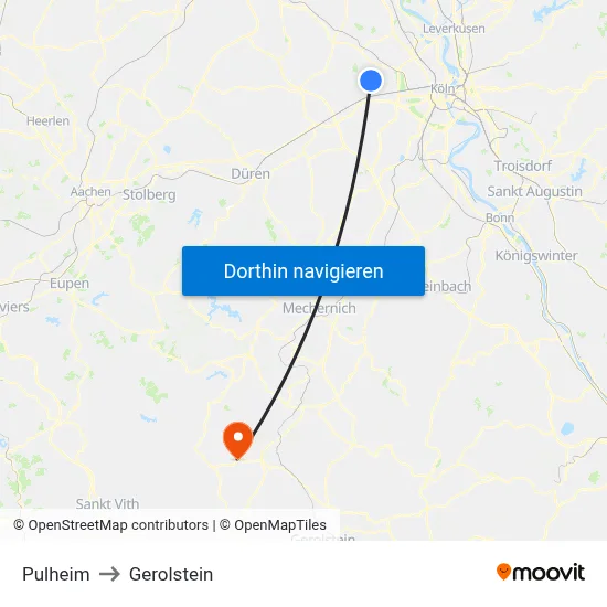 Pulheim to Gerolstein map