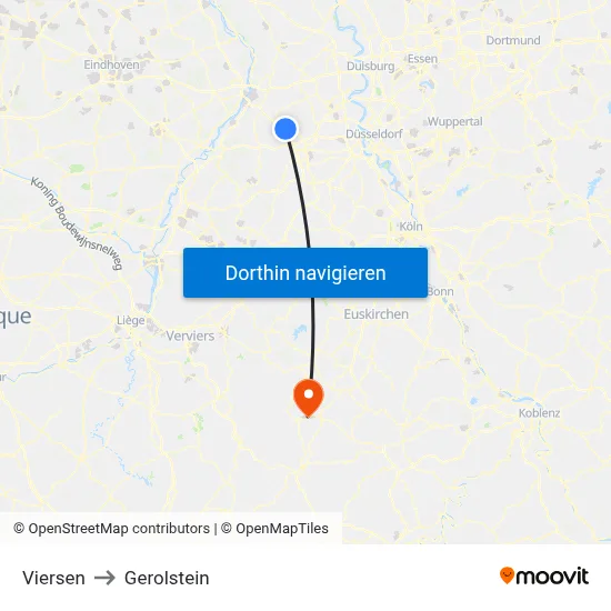 Viersen to Gerolstein map