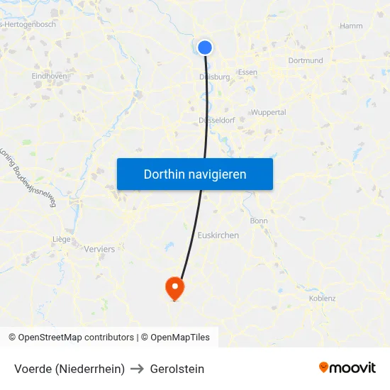 Voerde (Niederrhein) to Gerolstein map