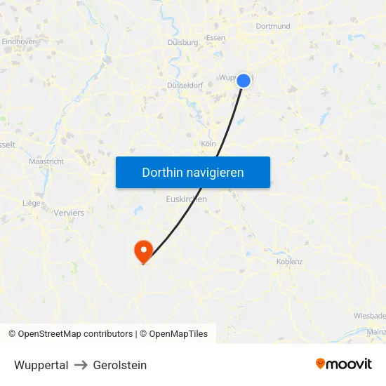 Wuppertal to Gerolstein map