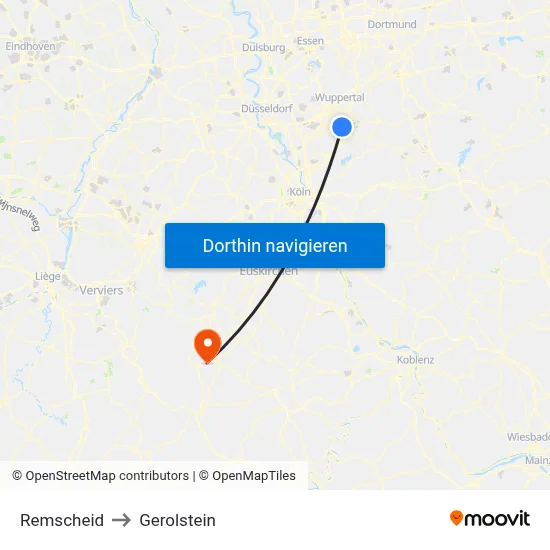 Remscheid to Gerolstein map