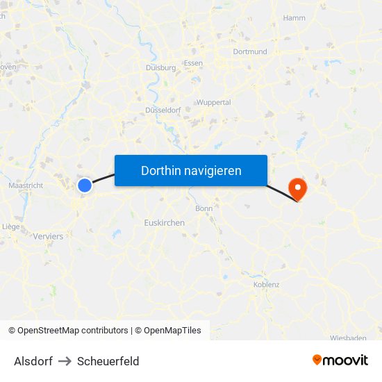 Alsdorf to Scheuerfeld map