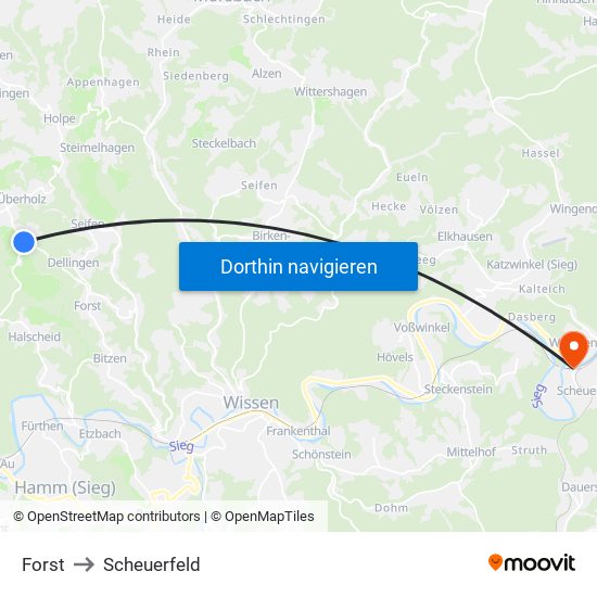 Forst to Scheuerfeld map