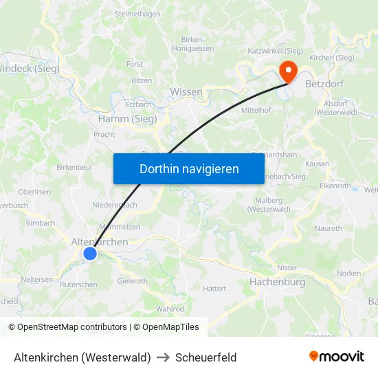 Altenkirchen (Westerwald) to Scheuerfeld map