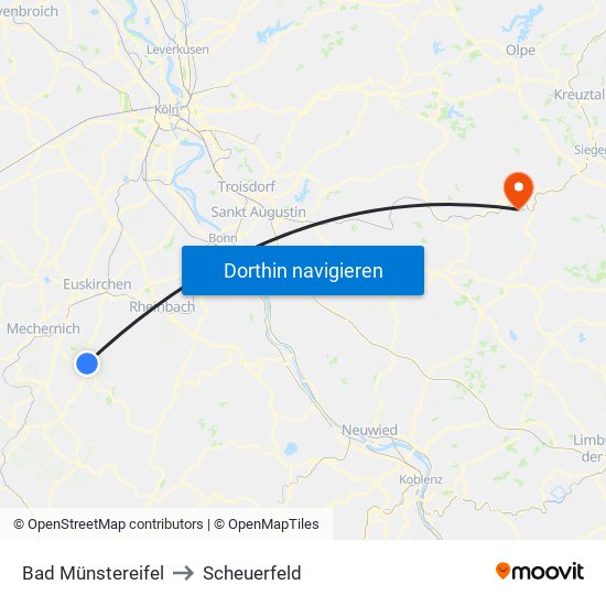 Bad Münstereifel to Scheuerfeld map