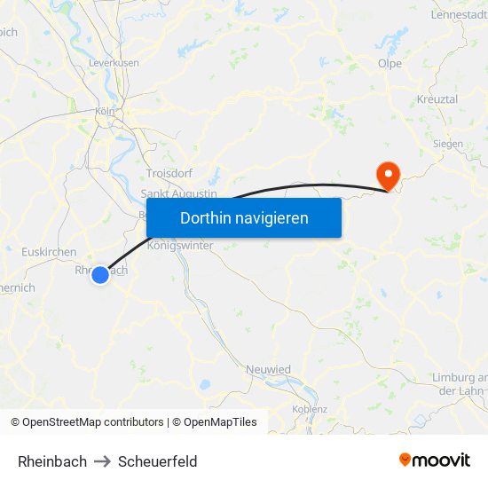 Rheinbach to Scheuerfeld map