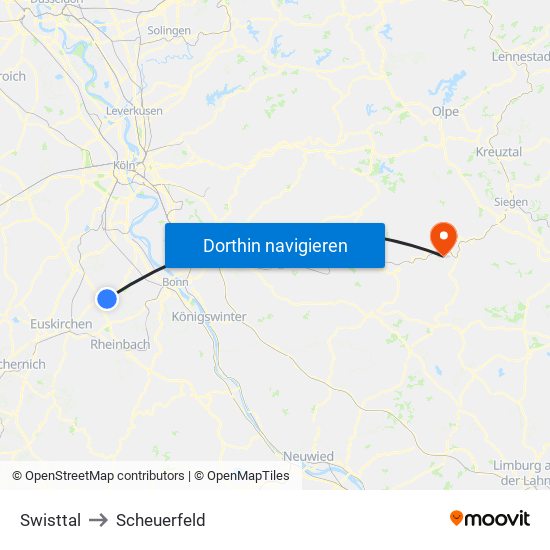 Swisttal to Scheuerfeld map