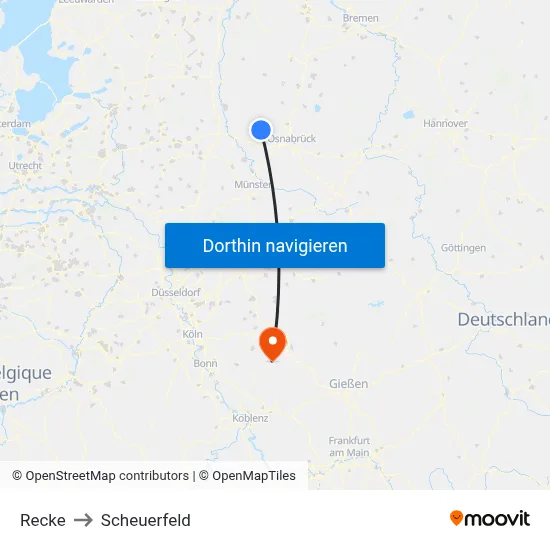 Recke to Scheuerfeld map